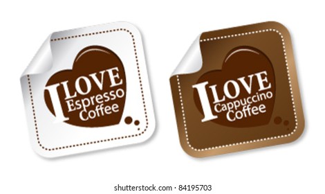 I love coffee stickers (Espresso and Cappuccino)