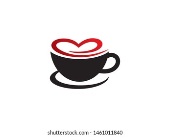 Love coffee or tea logo symbol or icon template