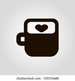 Love Coffee or tea mug or cup isolated flat vector icon