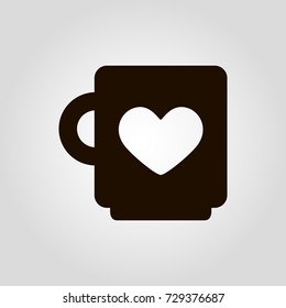 Love Coffee or tea mug or cup isolated flat vector icon