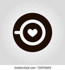Love Coffee or tea mug or cup isolated flat vector icon