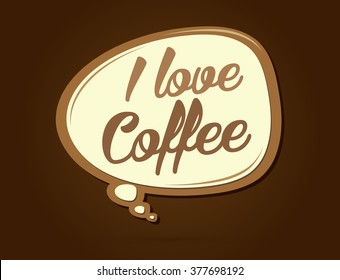 I love coffee text in balloons graphic vector.