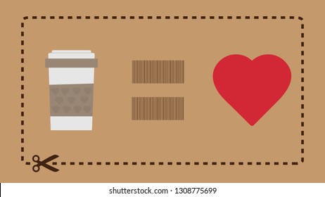 Love Coffee Vector Concept with Coffee Cup and Heart