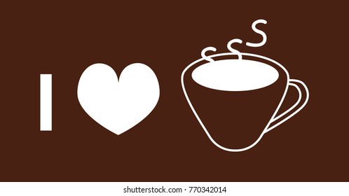 i love coffee vector icon on the brown background