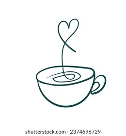 love coffee vector sketch simple doodle hand drawn line illustration isolated abstract sign symbol clip art