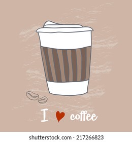 I love coffee yammy hand drawn illustration