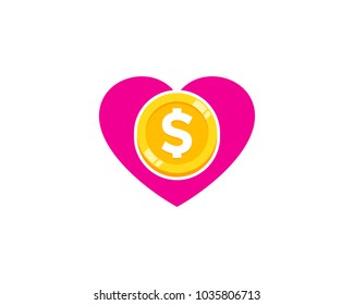 Love Coin Icon Logo Design Element