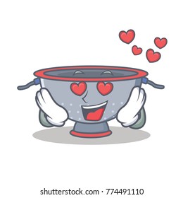 In love colander utensil character cartoon