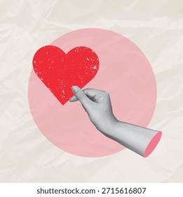 Love collage banner featuring a hand holding a heart.
