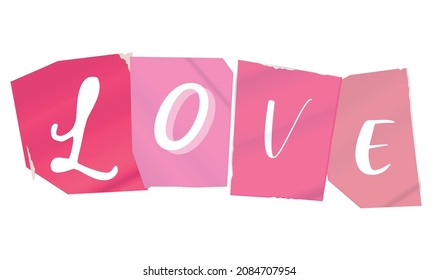 Love Collage Vector Lettering Design 