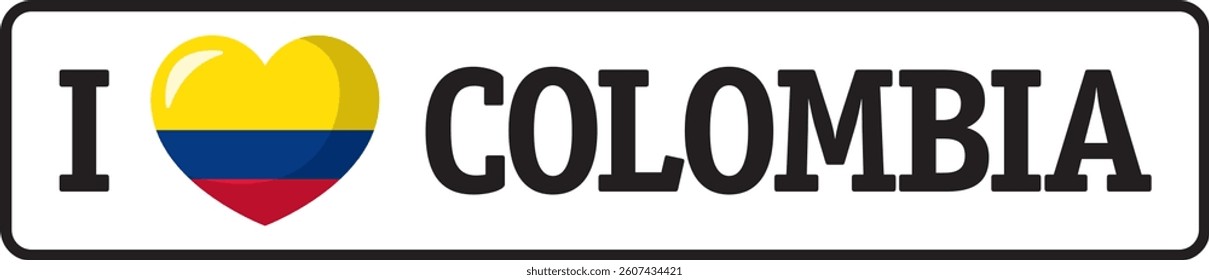 I love Colombia, colombian flag heart representing love for Colombia