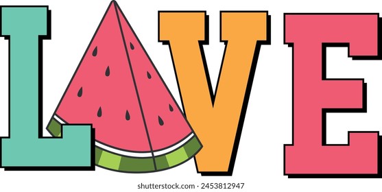 Love, Colorful Lettering  Design Celebration For Summer, EPS, Print For T Shirt, Mug, Sign