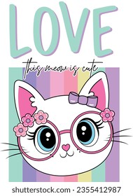 LOVE COLORFUL RAINBOW CUTE CAT