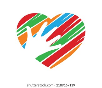Love combined with Hand visuaIized with Negative Space and Shading Style