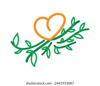 Love combined with Tendrils Looking Plant Illustration
