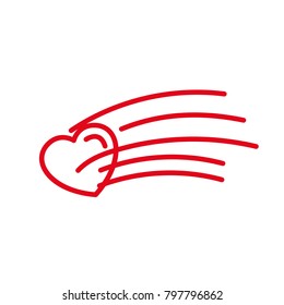 Love with comet Icon. Simple Heart Illustration Line Style Logo Template Design. 