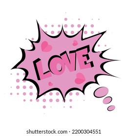 Love Comic Halftone Speech Bubble Vector Illustration.