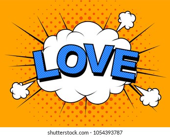 Love Comic Vector cartoon illustration explosions. Comics Boom. Symbol,sticker tag,special offer label,advertising badge. Sign banner. Comics speech bubble bang.Clouds for explosions like boom.Pop-art