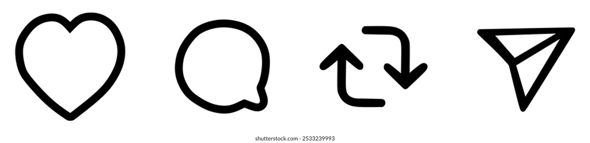 Love, comment, share icon vector illustration. Instagram threads icon set. vector illustration.