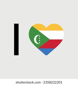 Ich liebe die Landflagge der Komoren, Vektorsymbol