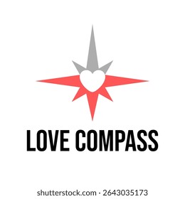 Love Compass Heart in Negative Space Symbol