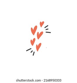 Love and compassion hand drawn vector illustration. Set of hearts isolated on white background. Valentine day, romantic holiday symbol. Charity work, philanthropy, social aid design element