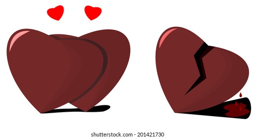 Love competition vector illustrate by three hearts