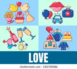 Love concept banner. Cartoon banner of love vector concept for web, giftcard and postcard