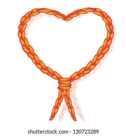 Love Concept, A Beautiful Tied Knot Heart Shapes Made of Orange Rope