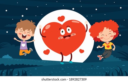 Love Concept With Cartoon Character