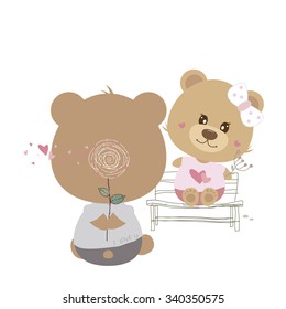 Love concept of couple teddy bear
