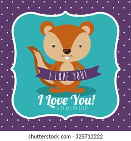 Love concept with cute animal design, vector illustration eps 10