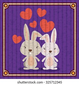 Love concept with cute animal design, vector illustration eps 10