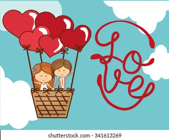 Love concept with cute icons design, vector illustration 10 eps graphic.