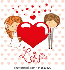 Love concept with cute icons design, vector illustration 10 eps graphic.