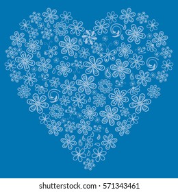 Love concept of flowers in the shape of a heart