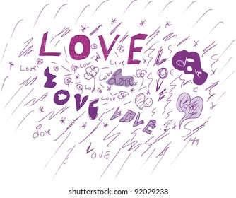love concept, grungy style, vector