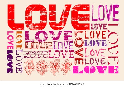 love concept, grungy, vector