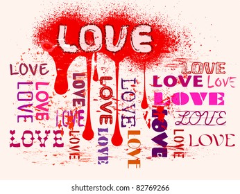 love concept, grungy, vector