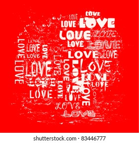 love concept, grungy, vector