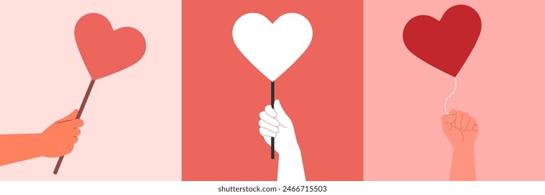 Love concept with hands holding hearts, symbolizes love, health, It embodies agreement, affection, heart shape, dream, romantic, help, hope, health, give, share, support