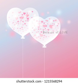Love concept of heart balloon design for valentine's day and wedding card vector illustration
