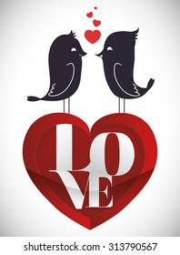love concept with heart and cartoon bird design, vector illustration 10 eps graphic. 