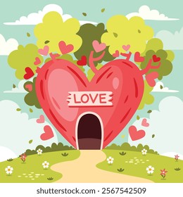 Love Concept With Heart Character