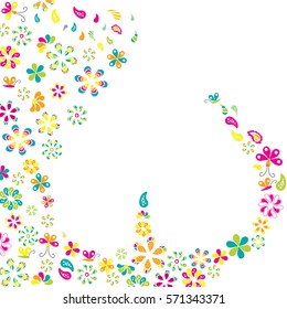 Love concept of heart and flowers
