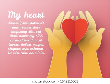 Love concept Heart at hand Is a vector