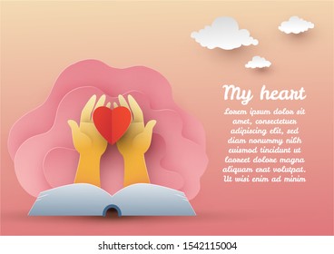 Love concept Heart at hand Is a vector