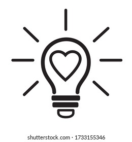 Love concept. Heart and idea light bulb symbol. The idea of ​​marriage. The idea of ​​love.