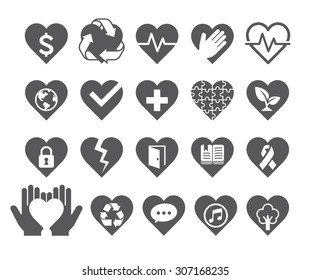 Love concept heart line icons style. Vector illustration.