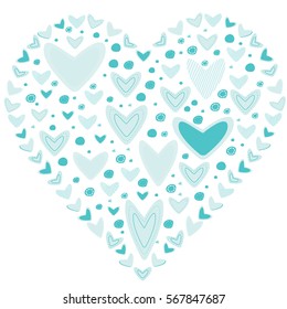 Love concept of hearts in the shape of a heart